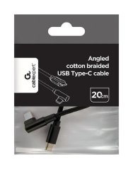 Gembird adaptér USB-C (M) / USB-C (M), datový / nabíjací, opletený, pravouhlý, 0.2m