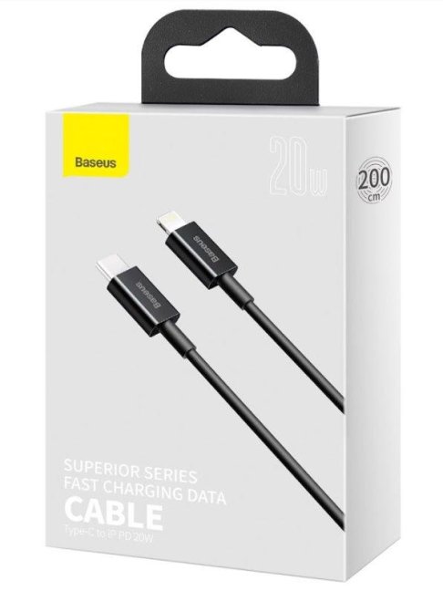 Baseus CATLYS-C01 Superior Fast Charging Datový Kabel USB-C to Lightning 20W 2m Black