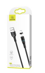USAMS SJ352 U32 Aluminium Magnetický Datový Kabel Lightning Black