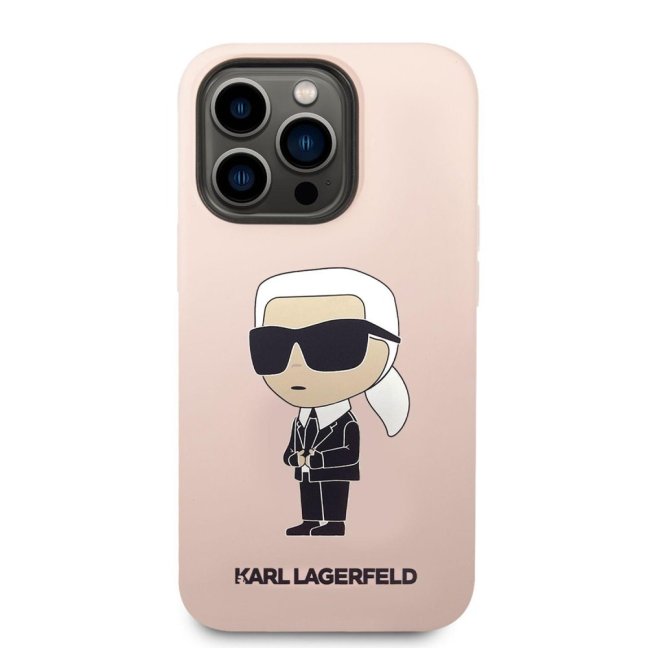 Karl Lagerfeld Liquid Silicone Ikonik NFT Zadní Kryt pro iPhone 14 Pro Pink