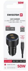 SWISSTEN CL ADAPTÉR 2x USB-C PD, 50W ČERNÝ + KABEL USB-C / USB-C, 1 M