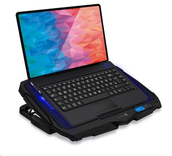 CONNECT IT FrostWind chladicí podložka pod notebook s modrým podsvícením, ČERNÁ