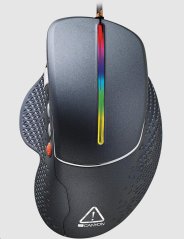 CANYON Herní myš APSTAR, 6 programovatelných tlačítek, senzor Sunplus, až 6400 DPI, opletený kabel,RGB podsvícení, šed