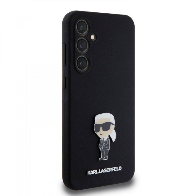 Karl Lagerfeld Liquid Silicone Metal Ikonik Zadní Kryt pro Samsung Galaxy S23 FE Black