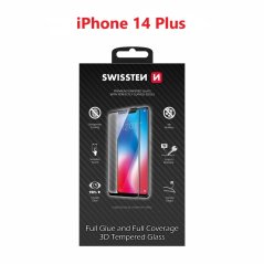 SKLO SWISSTEN ULTRA DURABLE 3D FULL GLUE GLASS PRO APPLE IPHONE 14 PLUS ČERNÉ
