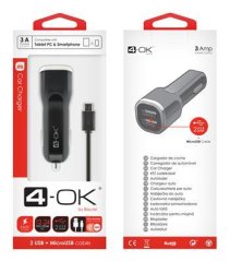 CL ADAPTÉR 4-OK 3A POWER NA 2X USB + DATOVÝ KABEL MICRO USB