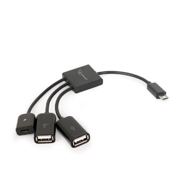 Gembird adaptér / hub OTG mobil 2 x USB 2.0 (F) + 1 x microUSB (F) na microUSB (M)