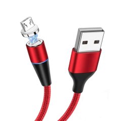 USB magnetický kabel - microUSB 3A - 1m - Red