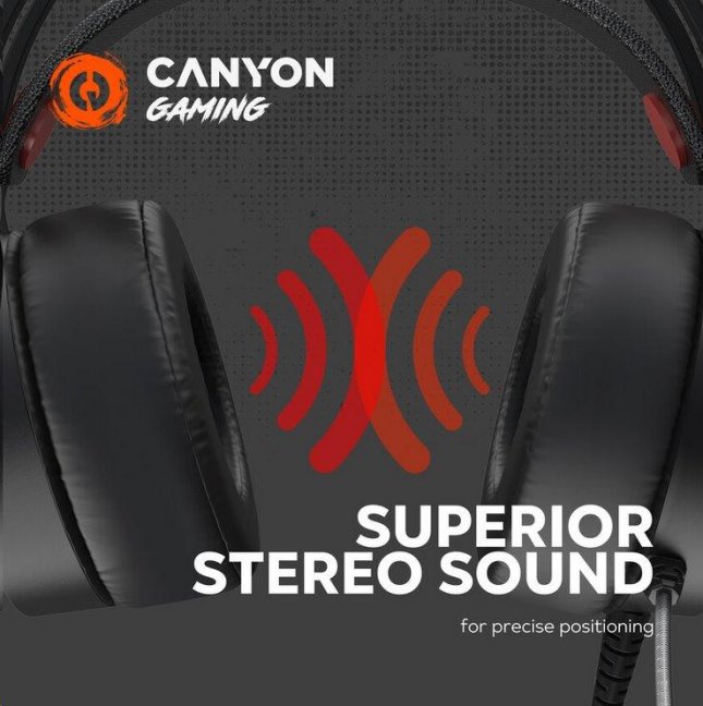 CANYON Herní headset Interceptor GH-8A, LED, PC/PS4/Xbox one, Deep bass, kabel 2m, USB+2x3,5F TRS jack + rozbočovač