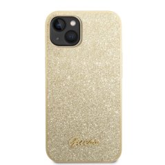 Guess PC/TPU Glitter Flakes Metal Logo Zadní Kryt pro iPhone 14 Plus Gold