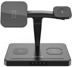CANYON Bezdrátová nabíječka WS-404B + AC adapter, 4v1, Qi & Apple MagSafe, vstup 12V/3A, výstup 15/10/7.5/5W, černá