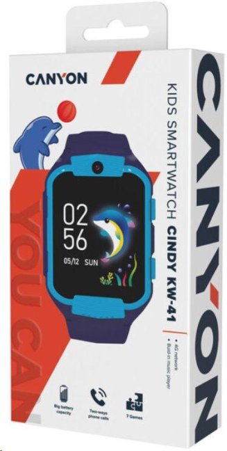 CANYON smart hodinky Cindy KW-41 BLUE, 1,69" GSM LTE, nanoSIM, 512MB, kamera