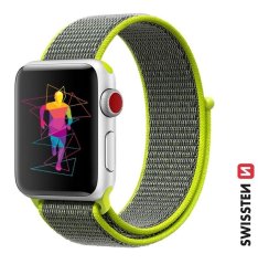SWISSTEN ŘEMÍNEK PRO APPLE WATCH NYLONOVÝ 42 / 44 / 45 / 49 mm ZÁŘIVĚ ZELENÝ