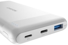 CANYON powerbanka PB-1009W,10 000mAh Li-pol, In USB-C+Lightning-Apple,Out USB-C PD 20W+1xUSB-A QC 3.0,bílá