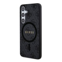 Guess PU Leather 4G Colored Ring MagSafe Zadní Kryt pro Samsung Galaxy S24+ Black