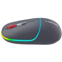 CANYON myš optická bezdrátová MW-22, RGB, 800/1200/1600 dpi, 4 tl, BT+2,4GHz, baterie 650mAh, dark grey