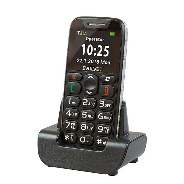 EVOLVEO EasyPhone ID, mobilní telefon pro seniory, černá