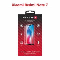 SKLO SWISSTEN FULL GLUE, COLOR FRAME, CASE FRIENDLY PRO XIAOMI REDMI NOTE 7 ČERNÉ