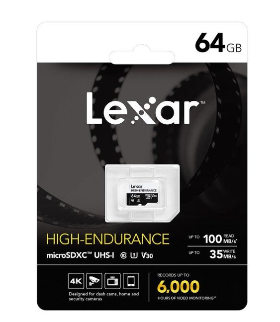 Lexar paměťová karta 64GB High-Endurance microSDHC/microSDXC™ UHS-I cards, (čtení/zápis:100/35MB/s) C10 A1 V30 U3