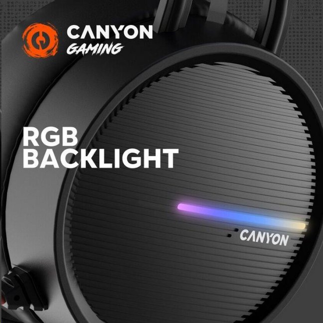 CANYON Herní headset Interceptor GH-8A, LED, PC/PS4/Xbox one, Deep bass, kabel 2m, USB+2x3,5F TRS jack + rozbočovač