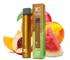 X4 Bar - jednorázová cigareta-  0mg - ZERO - Peach Mango Watermelon (Broskev, Mango, Vodní meloun)