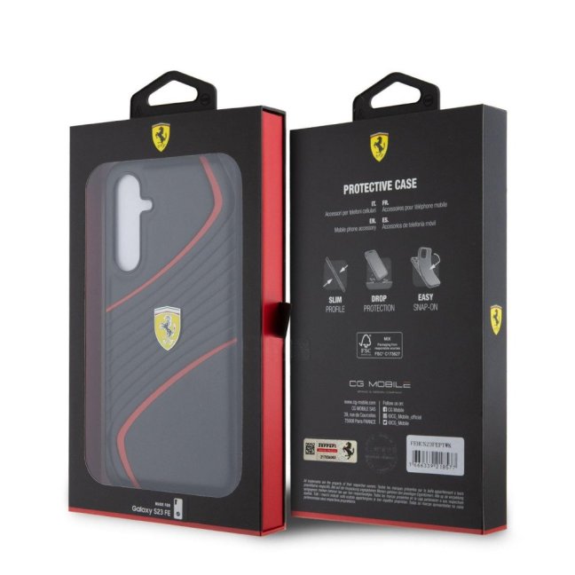 Ferrari PU Carbon Twist Zadní Kryt pro Samsung Galaxy S23 FE Black