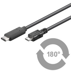 PremiumCord Kabel USB konektor C/male - USB 2.0 Micro-B/male, černý, 1m