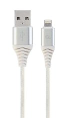Gembird kábel nabíjací Lightning 8-pin (M) na USB 2.0 (M), prémiový, opletený, 2 m, biely