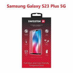 SKLO SWISSTEN FULL GLUE, COLOR FRAME, CASE FRIENDLY PRO SAMSUNG S916 GALAXY S23 PLUS 5G ČERNÉ