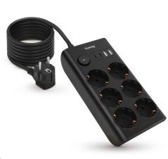 NABÍJECÍ STANICE HUSLOG 15W 6XZÁSUVKA, 2XUSB-C, 2XUSB ČERNÁ