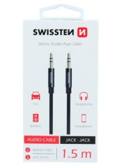 AUDIO KABEL SWISSTEN TEXTILE JACK - JACK 1,5 M ČERNÝ