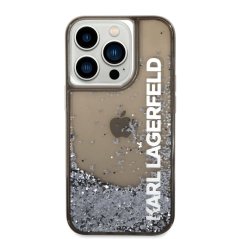 Karl Lagerfeld Translucent Liquid Glitter Zadní Kryt pro iPhone 14 Pro Black