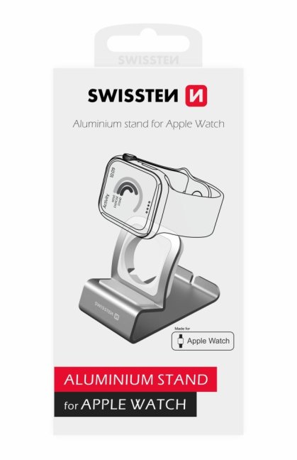 SWISSTEN HLINÍKOVÝ STOJÁNEK PRO APPLE WATCH STŘÍBRNÝ