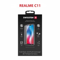 SKLO SWISSTEN ULTRA DURABLE 3D FULL GLUE GLASS REALME C11 ČERNÉ