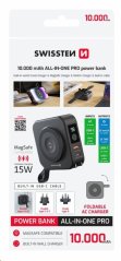 SWISSTEN POWER BANK ALL-IN-ONE PRO S VÝMĚNNÝMI VIDLICEMI (USA, EU, UK) 10000 mAh 20W ČERNÁ