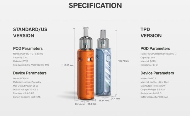 Voopoo Doric E - Pod Kit - 1500 mAh - Blue & Purple