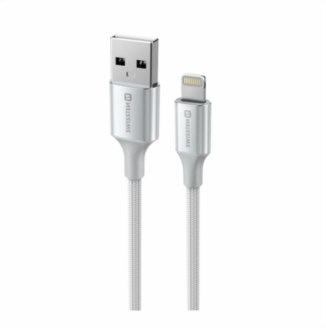 DATOVÝ KABEL SWISSTEN TEXTILE II USB / LIGHTNING 1,5 M BÍLÝ