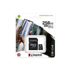 Kingston paměťová karta 256GB Canvas Select Plus microSDHC 100R A1 C10 Card + ADP
