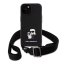 Karl Lagerfeld Saffiano Crossbody Popruh Metal Karl and Choupette Zadní Kryt pro iPhone 15 Plus Black