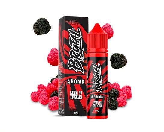 PŘÍCHUŤ JUST JUICE SHAKE AND VAPE 10ML - BRUTAL - RED & BLACK (MALINOVÉ ŽELÉ BONBONY S ČERNÝM RYBÍZEM)