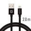 DATOVÝ KABEL SWISSTEN TEXTILE USB / LIGHTNING 2,0 M ČERNÝ