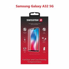 SKLO SWISSTEN FULL GLUE, COLOR FRAME, CASE FRIENDLY PRO SAMSUNG A326 GALAXY A32 5G ČERNÉ