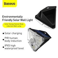 Baseus Home Energy Collection Series Solar Human Body Induction Wall Lamp Triangle Black