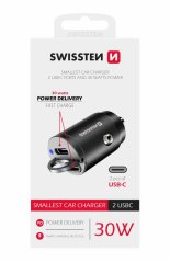 SWISSTEN CL ADAPTÉR POWER DELIVERY 2x USB-C  30W NANO ČERNÝ