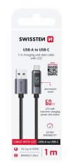 SWISSTEN LCD KABEL USB-A  / USB-C 1 M
