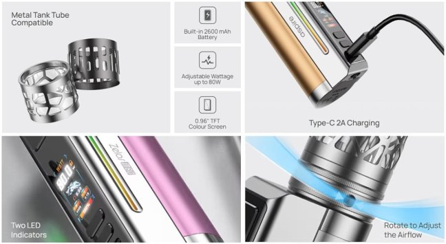 Aspire Zelos M80 Full Kit Black & Silver