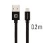 DATOVÝ KABEL SWISSTEN TEXTILE USB / LIGHTNING 0,2 M ČERNÝ