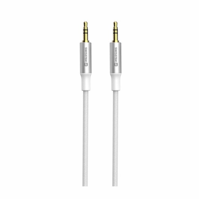 AUDIO KABEL SWISSTEN TEXTILE JACK (samec) / JACK (samec) 1,5 M BÍLÝ