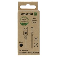 DATOVÝ KABEL SWISSTEN USB/LIGHTNING ČERNÝ 1,2M  (ECO BALENÍ)