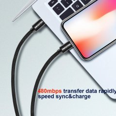 DATOVÝ KABEL SWISSTEN TEXTILE USB-C / LIGHTNING 1,2 M ČERNÝ